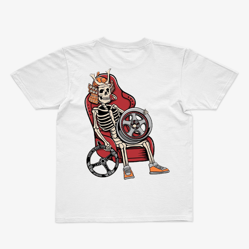 Tattoo inspired clothing: Skeleton Samurai & wheel T-shirt-Wawl Soul