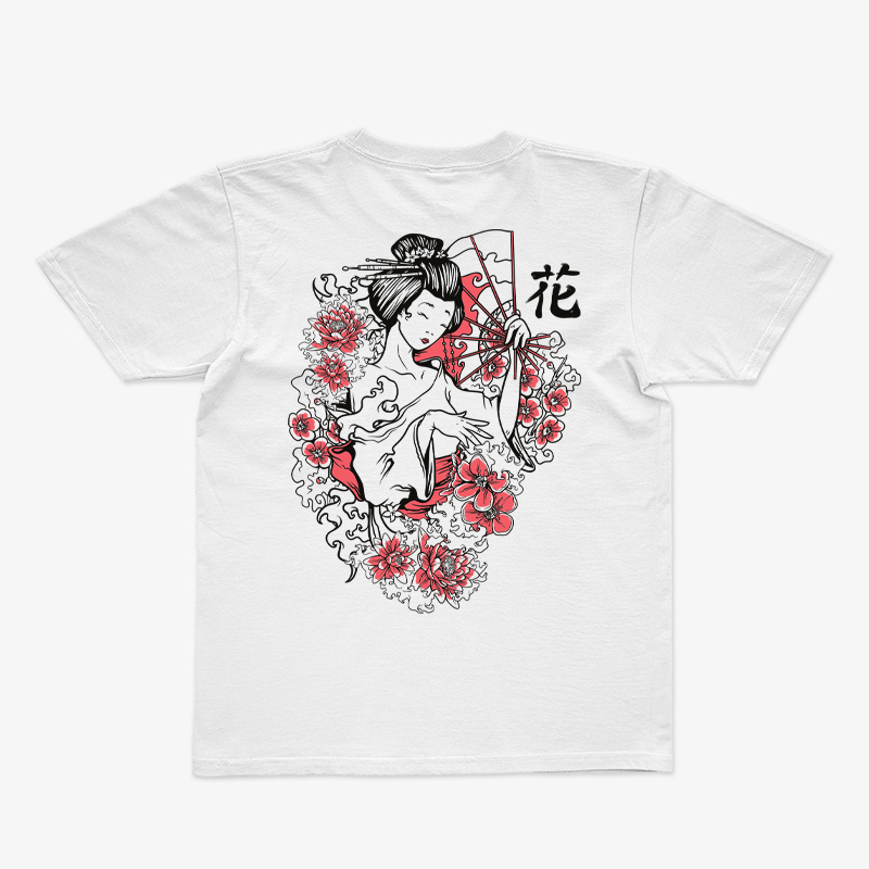 Tattoo inspired clothing: Japanese Geisha & Flower T-shirt-Wawl Soul