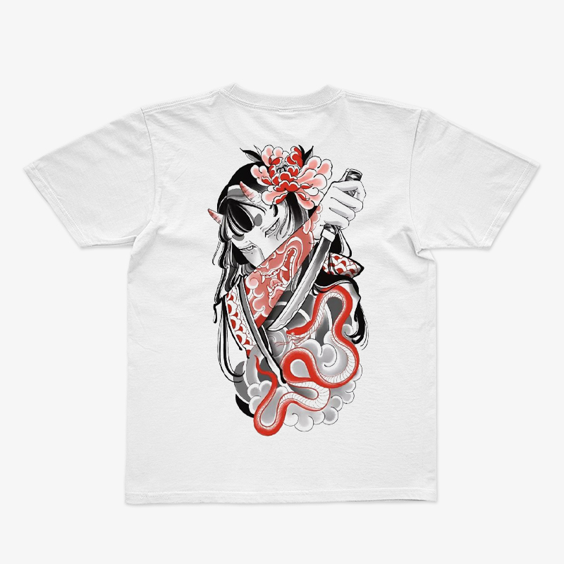 Tattoo inspired clothing: Snake & Geisha T-shirt-Wawl Soul