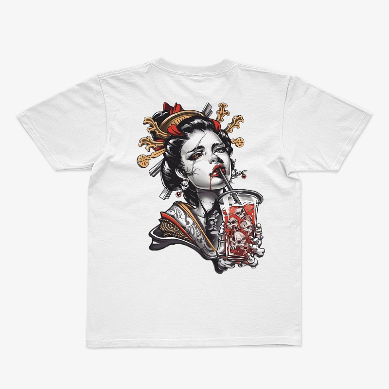 Tattoo inspired clothing: Drink the Death Geisha T-shirt-Wawl Soul