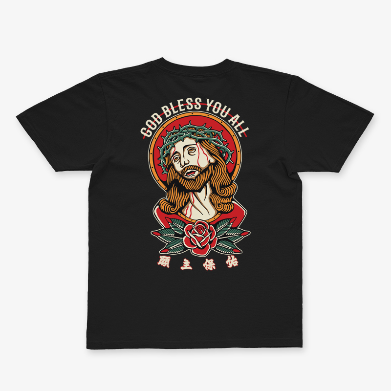 Tattoo inspired clothing: God Bless You All T-shirt-Wawl Soul