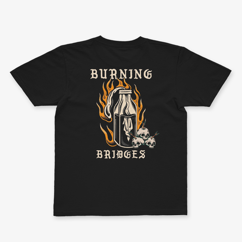 Tattoo inspired clothing: Burning Bridges T-shirt-Wawl Soul