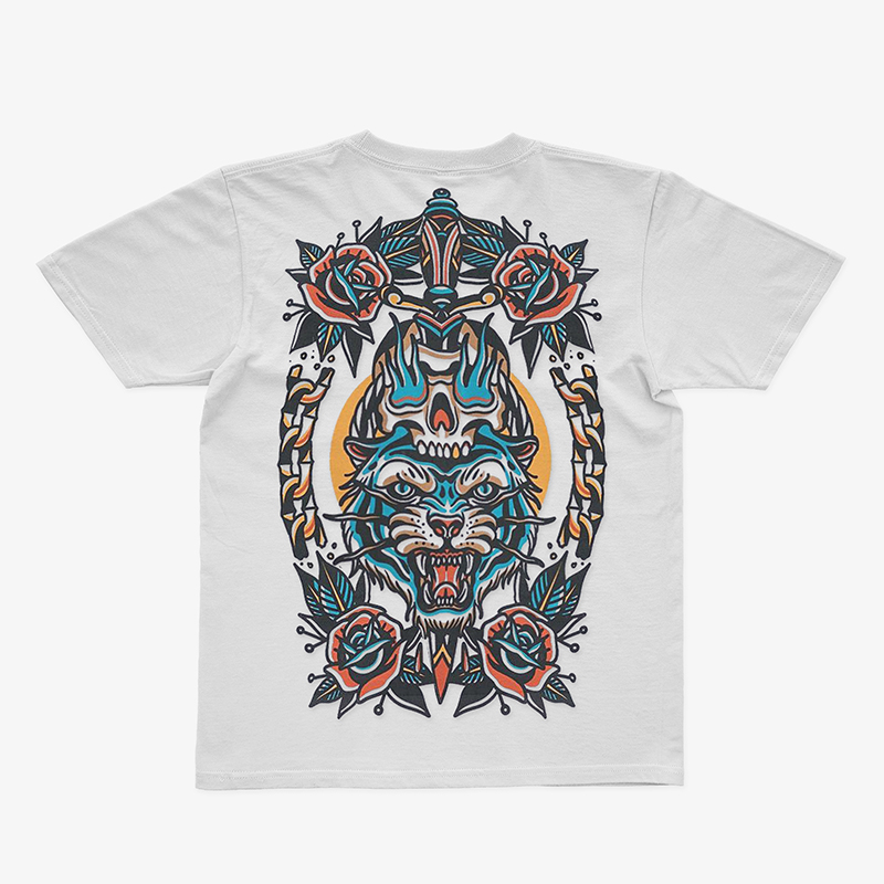 Tattoo-inspired Cothing Label: Tiger And Roses T-shirt-Wawl Soul
