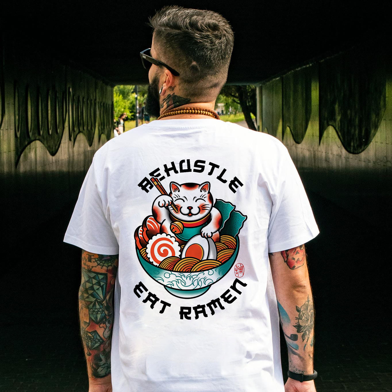 Tattoo inspired clothing: Cat Eat Ramen T-shirt-Wawl Soul