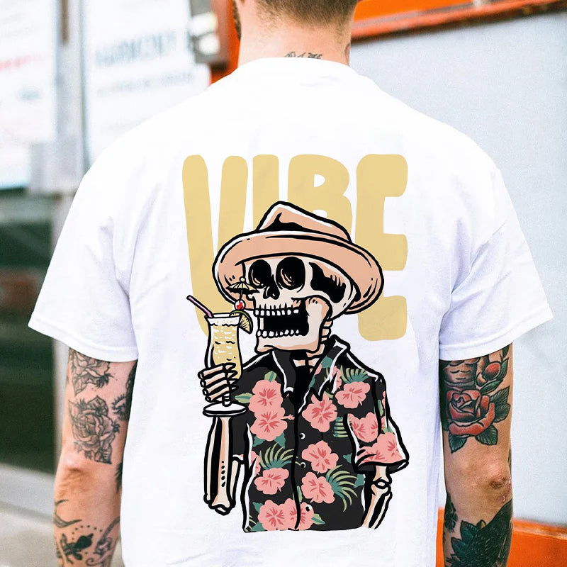 Tattoo inspired clothing: Summer Vibe Skull T-shirt-Wawl Soul