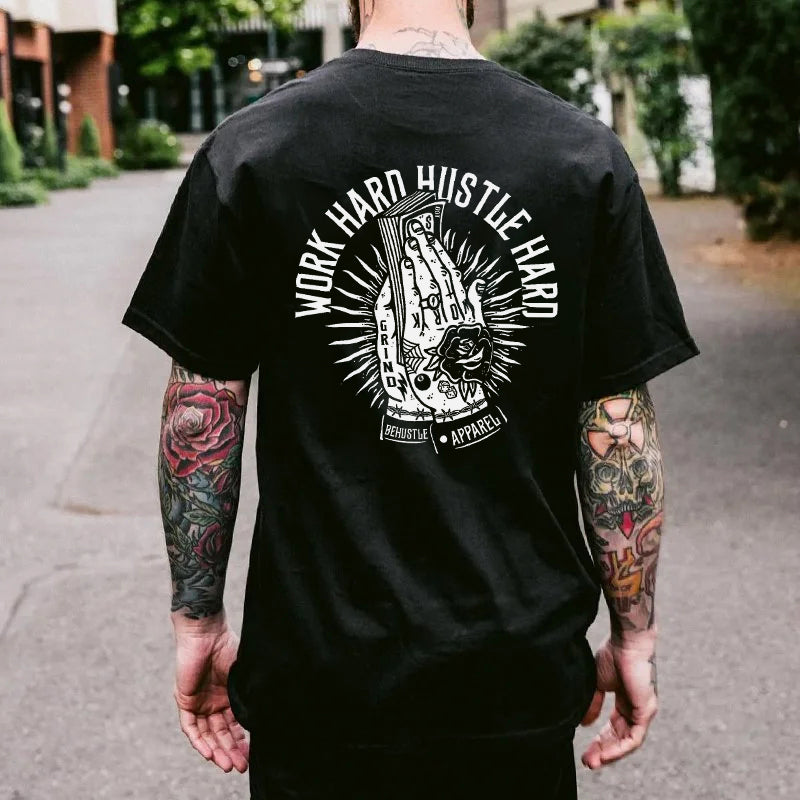 Tattoo inspired clothing: Work Hard Hustle Hard T-shirt-Wawl Soul