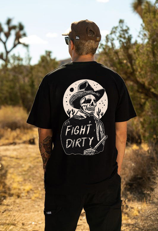 Tattoo inspired clothing: Fight Dirty Skull  Cowboy T-shirt-Wawl Soul