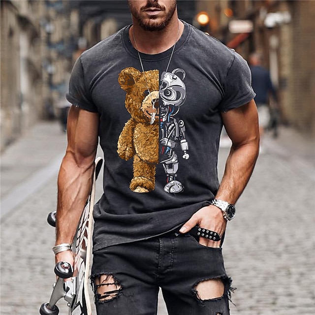 Men's T-shirt Tee Graphic Toy Bear Crew Neck Clothing Apparel 3D Print Outdoor Daily Short Sleeve Print Fashion Designer Vintage-hvasee