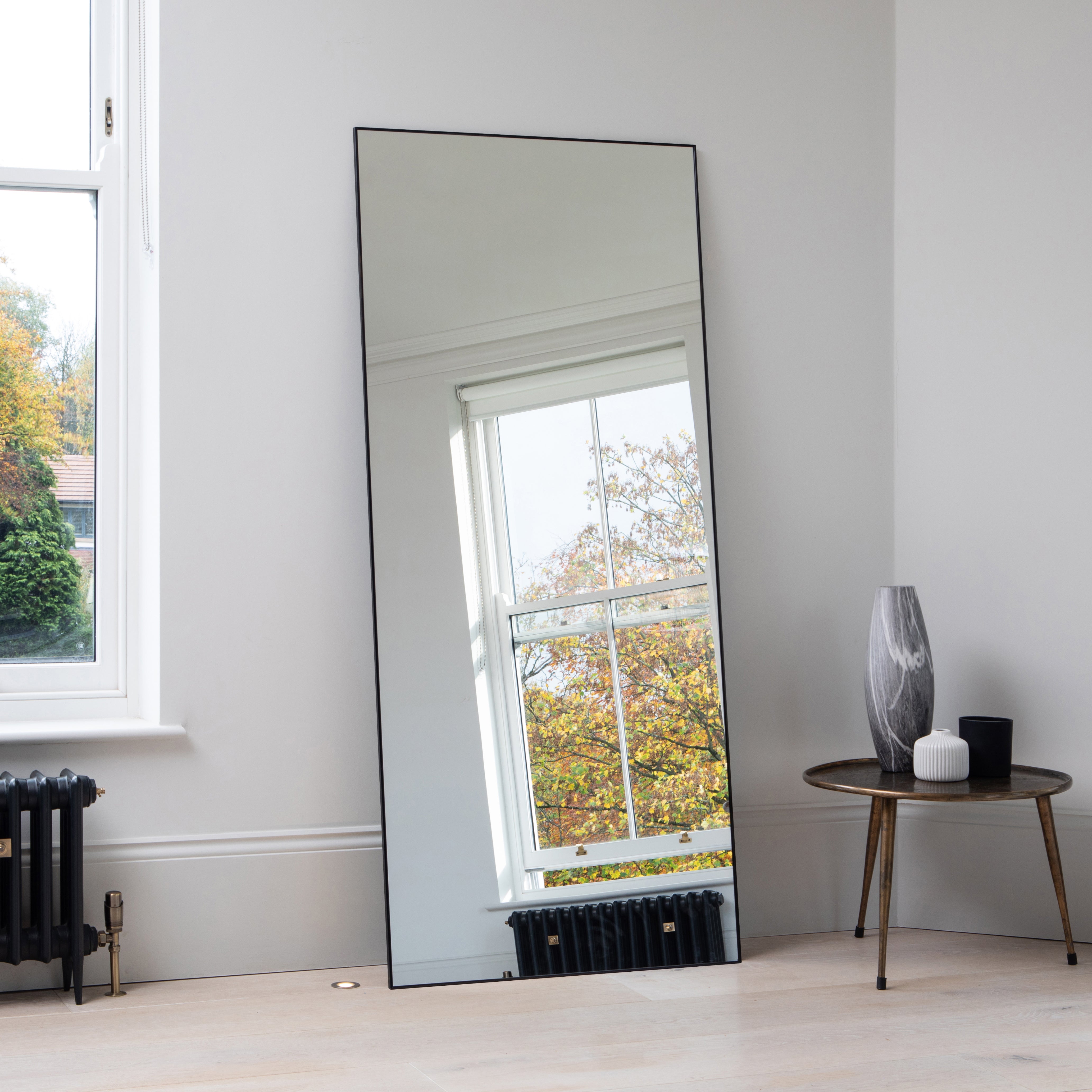 180cm x 80cm black framed aluminium leaner or wall mirror