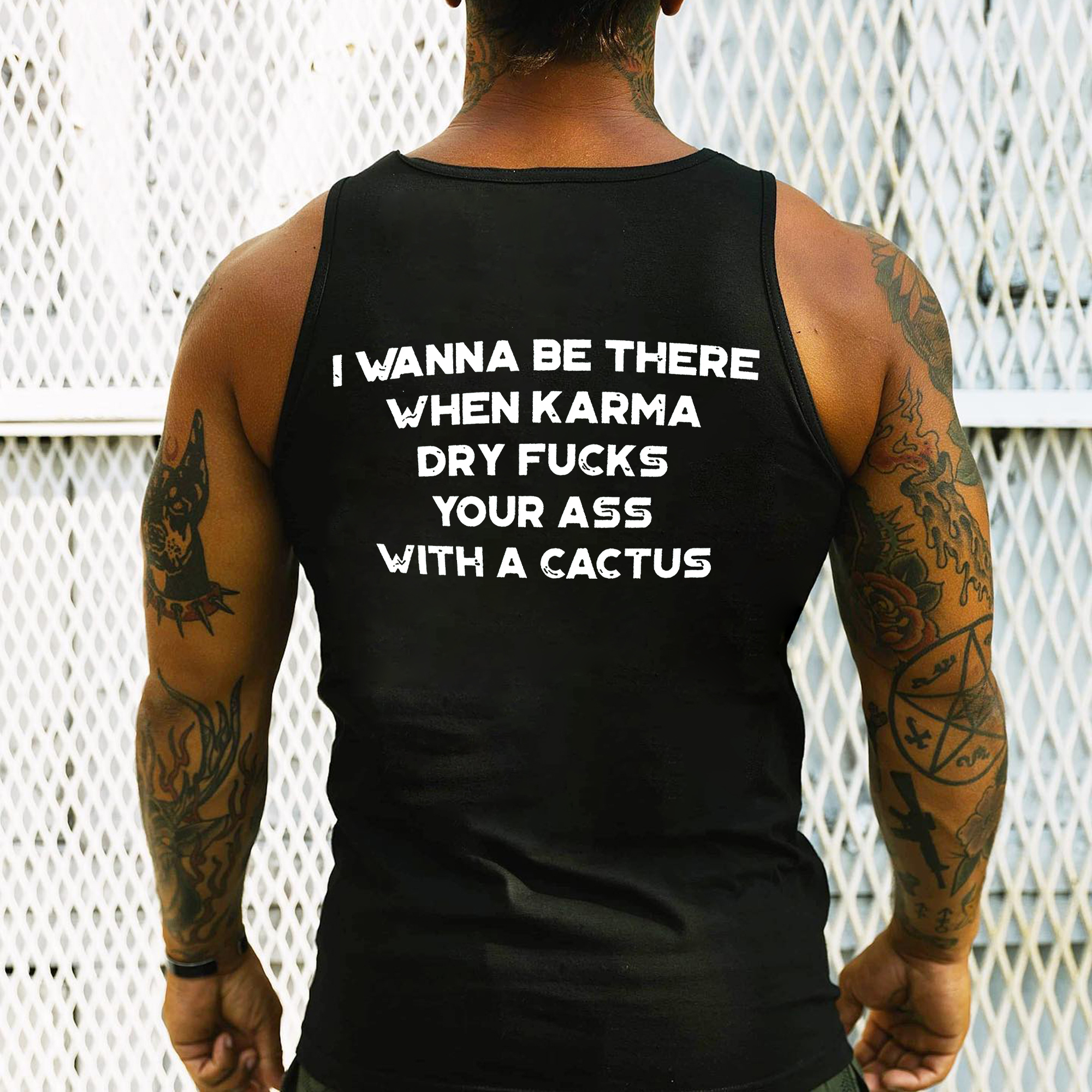 I Wanna Be There When Karma Dry Fucks Your Ass With A Cactus Print Men's Vest
