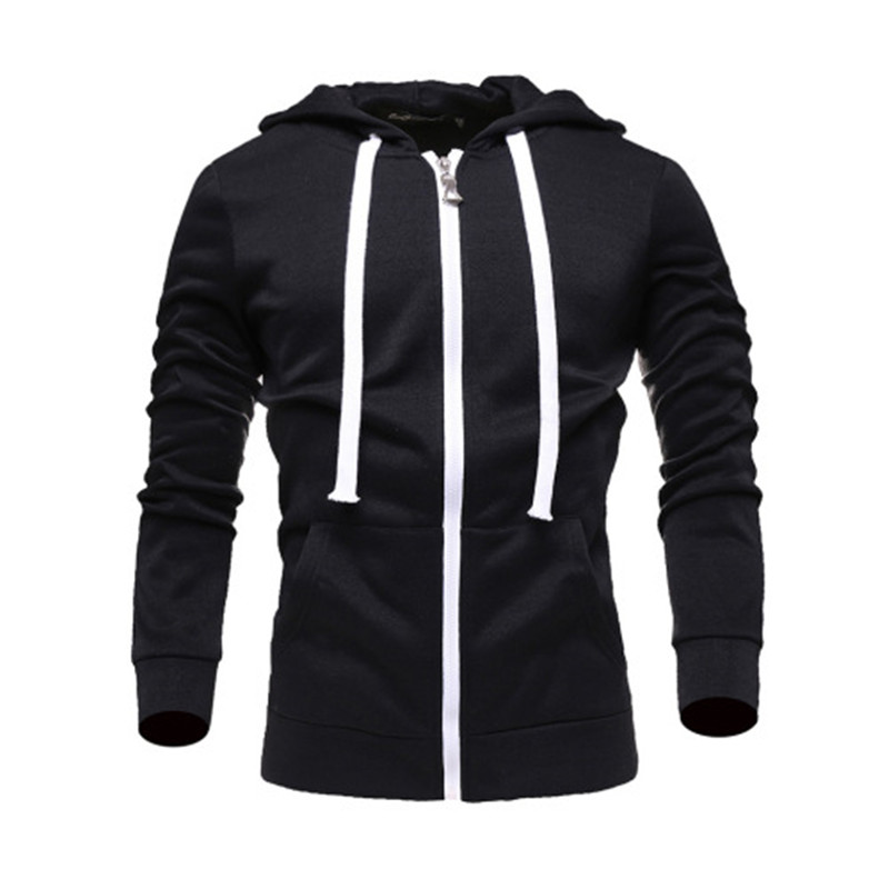 Men's long sleeve slim zip hoodie-Forestso