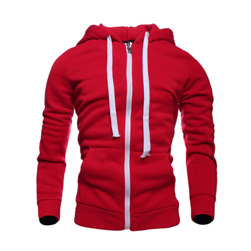 Men's long sleeve slim zip hoodie-Forestso