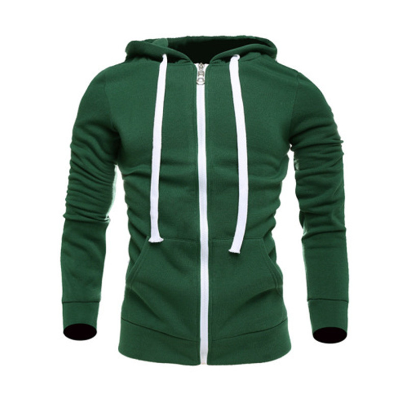 Men's long sleeve slim zip hoodie-Forestso