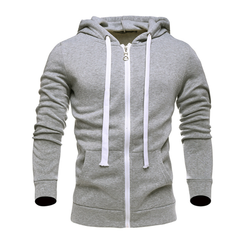 Men's long sleeve slim zip hoodie-Forestso