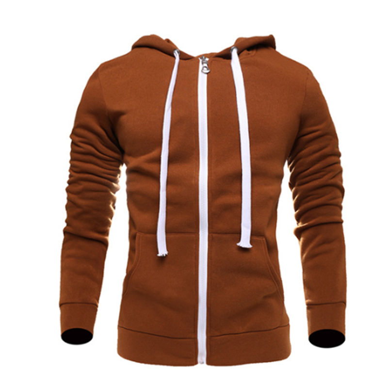 Men's long sleeve slim zip hoodie-Forestso
