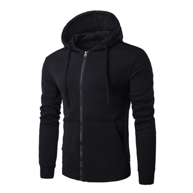 Men's solid color zipper hoodie-Forestso