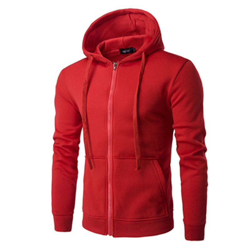 Men's solid color zipper hoodie-Forestso