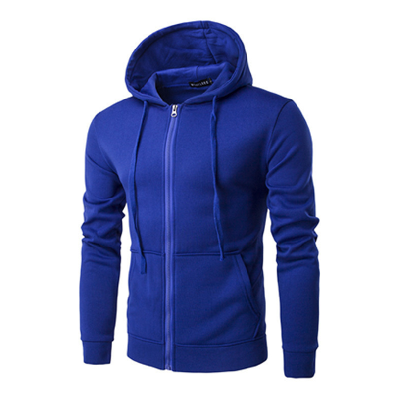 Men's solid color zipper hoodie-Forestso