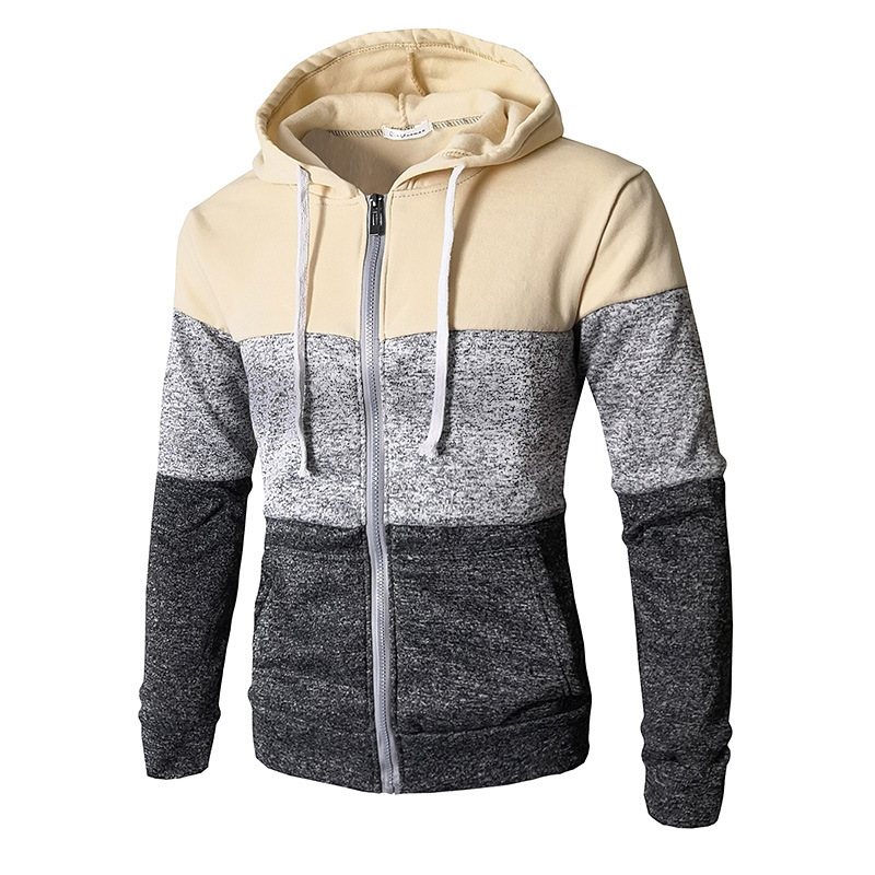 Casual sports color block zipper hoodie-Forestso