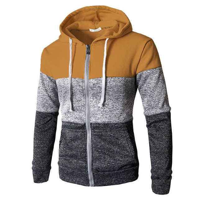 Casual sports color block zipper hoodie-Forestso