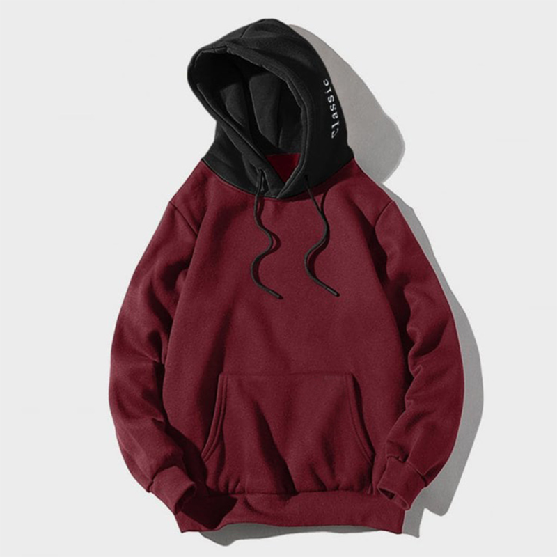 Men's casual color block hoodie-Forestso