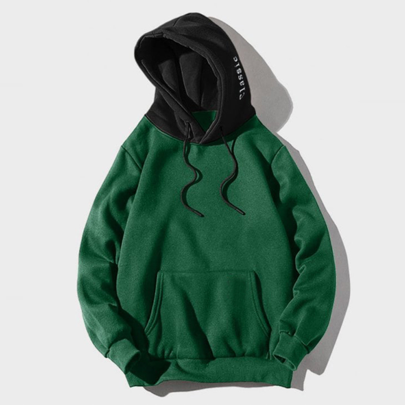 Men's casual color block hoodie-Forestso