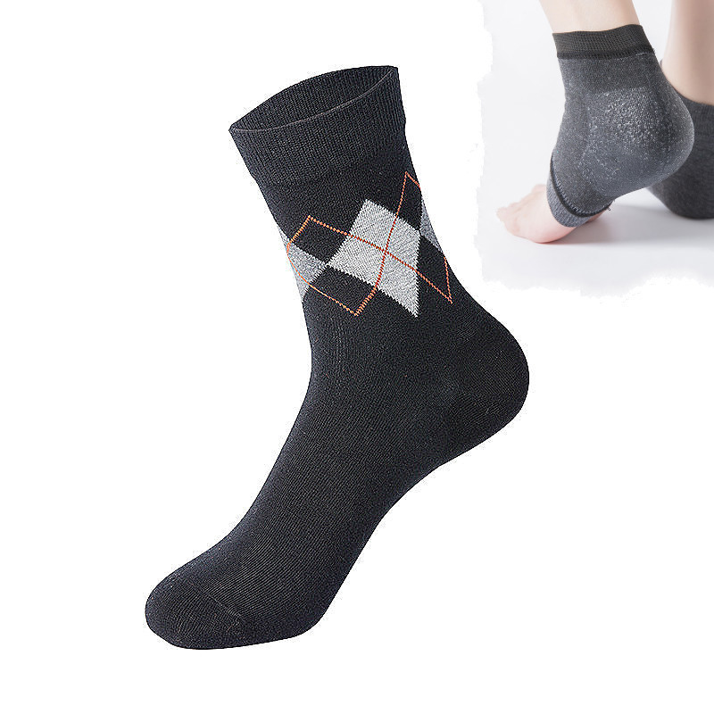 Men's British style diamond lattice cotton breathable socks-Forestso