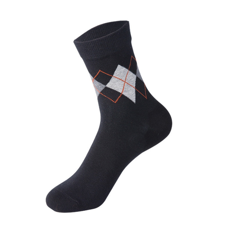 Men's British style diamond lattice cotton breathable socks-Forestso