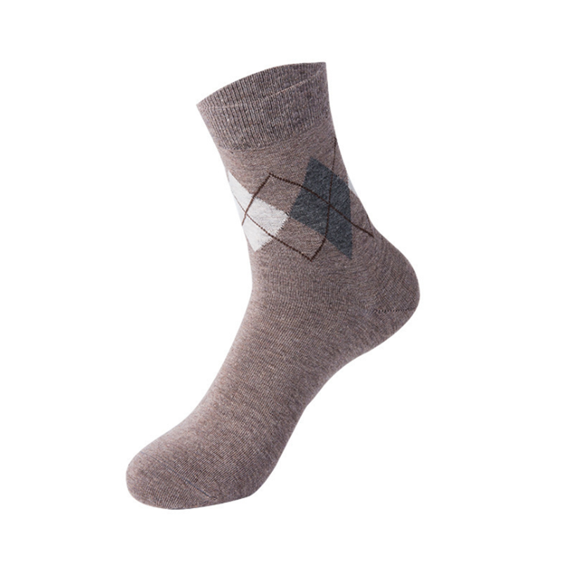 Men's British style diamond lattice cotton breathable socks-Forestso