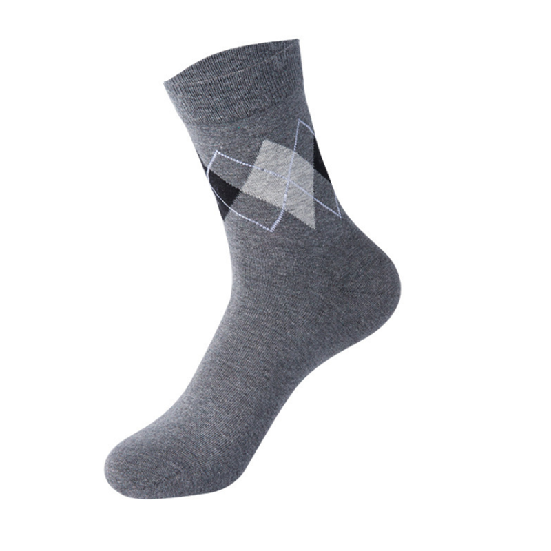 Men's British style diamond lattice cotton breathable socks-Forestso