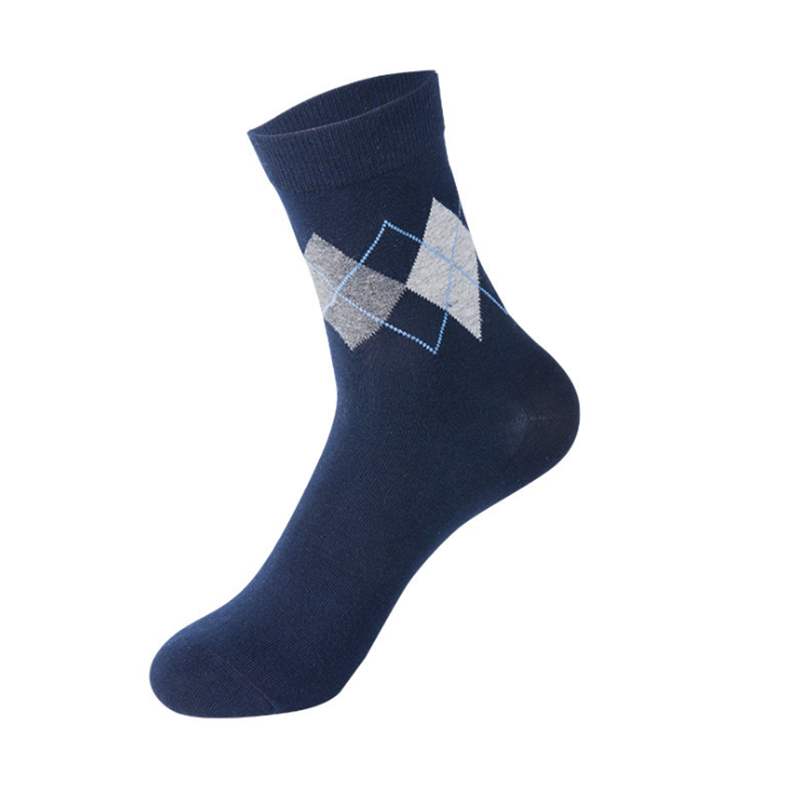 Men's British style diamond lattice cotton breathable socks-Forestso