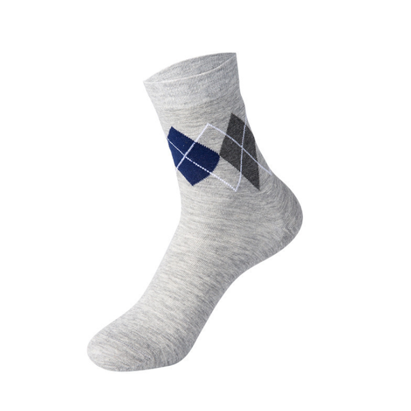 Men's British style diamond lattice cotton breathable socks-Forestso