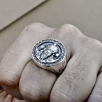 Jesus cross faith alloy men's rings-Forestso