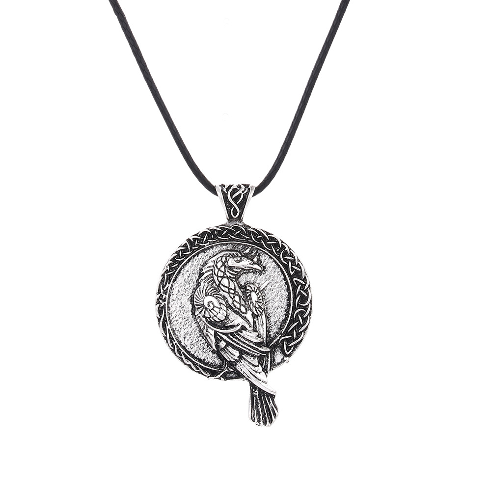 Vintage crow pendant casual alloy necklace-Forestso