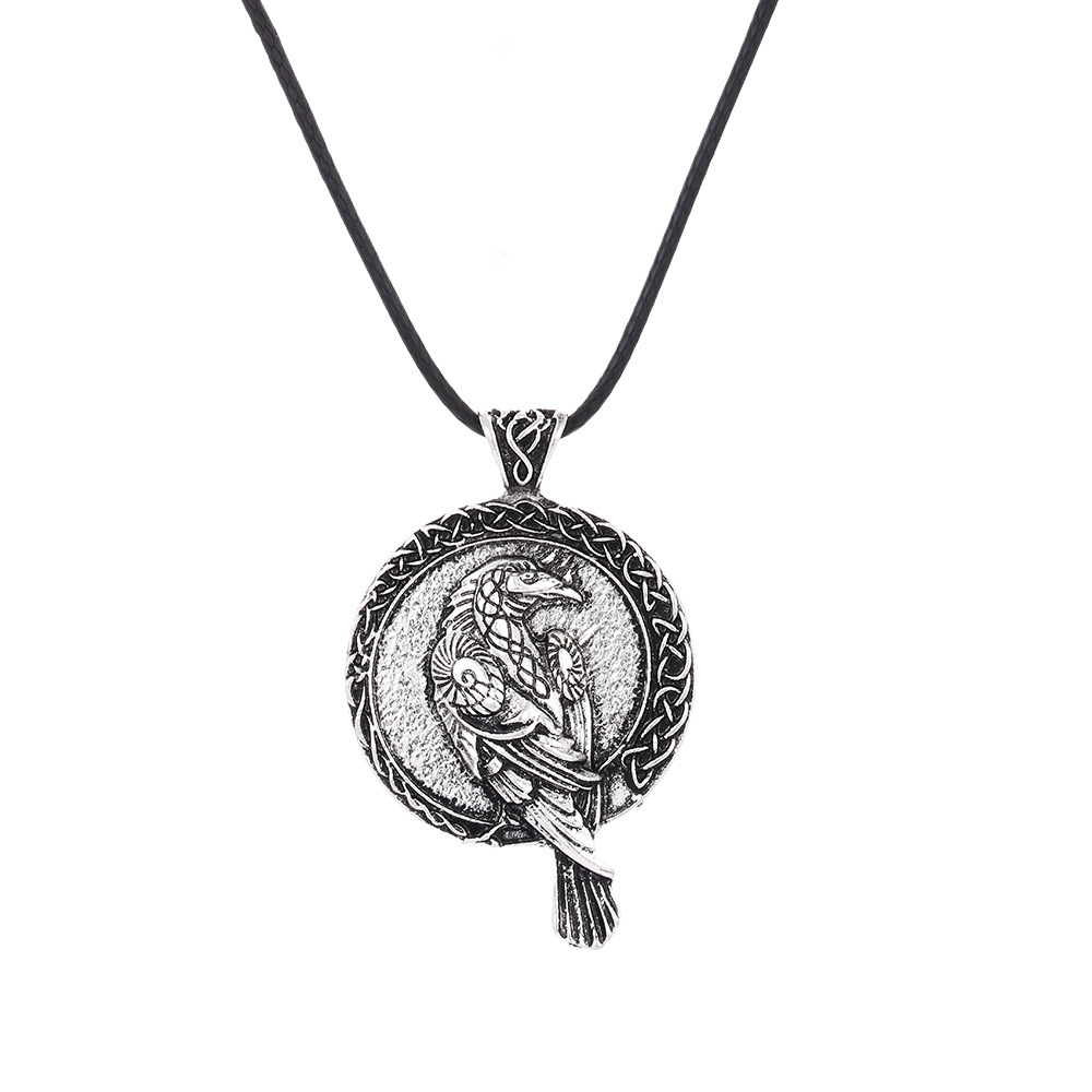 Vintage crow pendant casual alloy necklace-Forestso