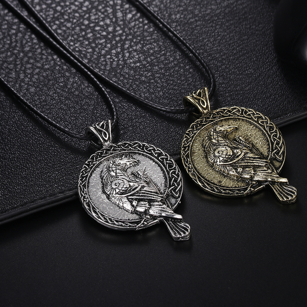 Vintage crow pendant casual alloy necklace-Forestso