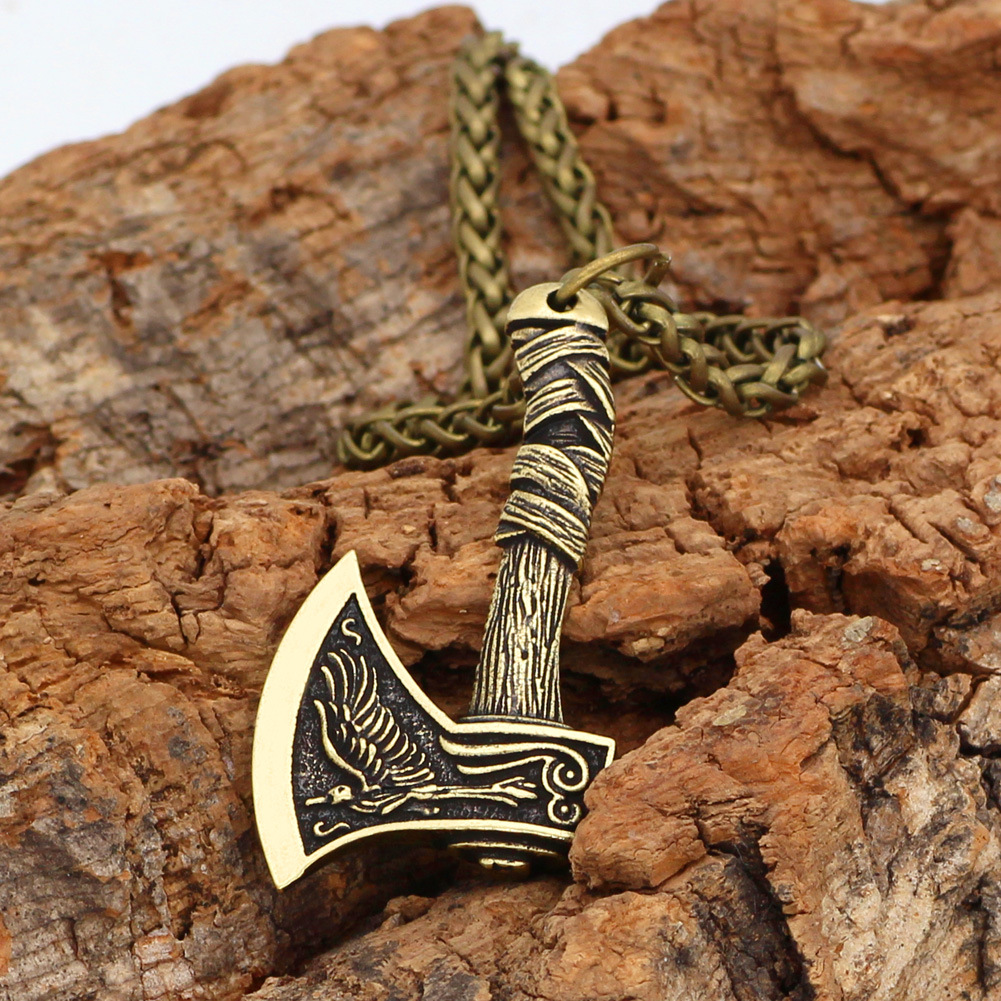 Viking Jewelry Celtic Wolf Axe Designer Men's Necklace Trendy Accessories-Forestso