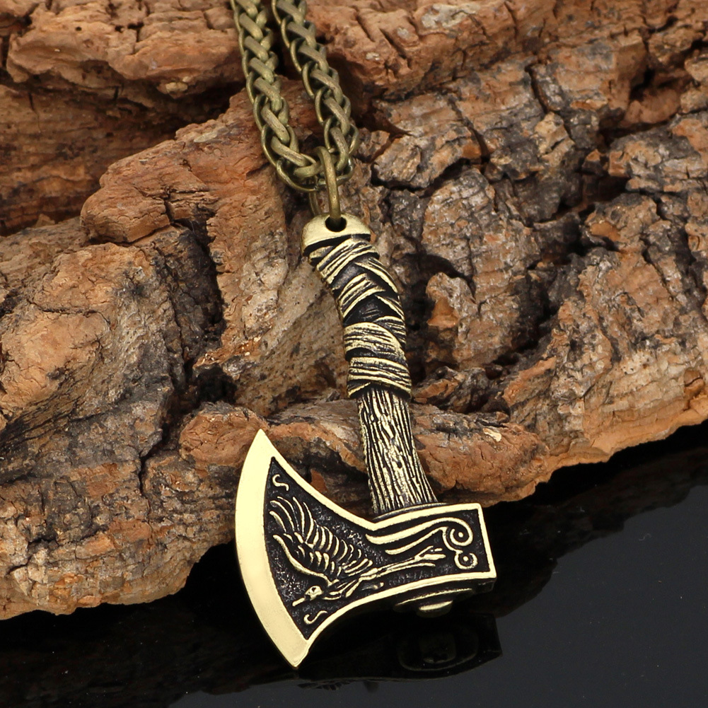Viking Jewelry Celtic Wolf Axe Designer Men's Necklace Trendy Accessories-Forestso