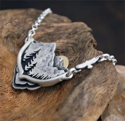 River Valley Water Droplets Sunset Natural Necklace Women's Fashion Pendant Necklace-Forestso