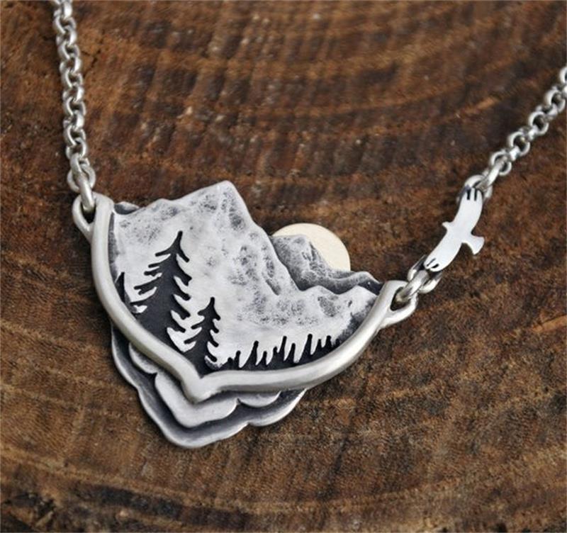 River Valley Water Droplets Sunset Natural Necklace Women's Fashion Pendant Necklace-Forestso