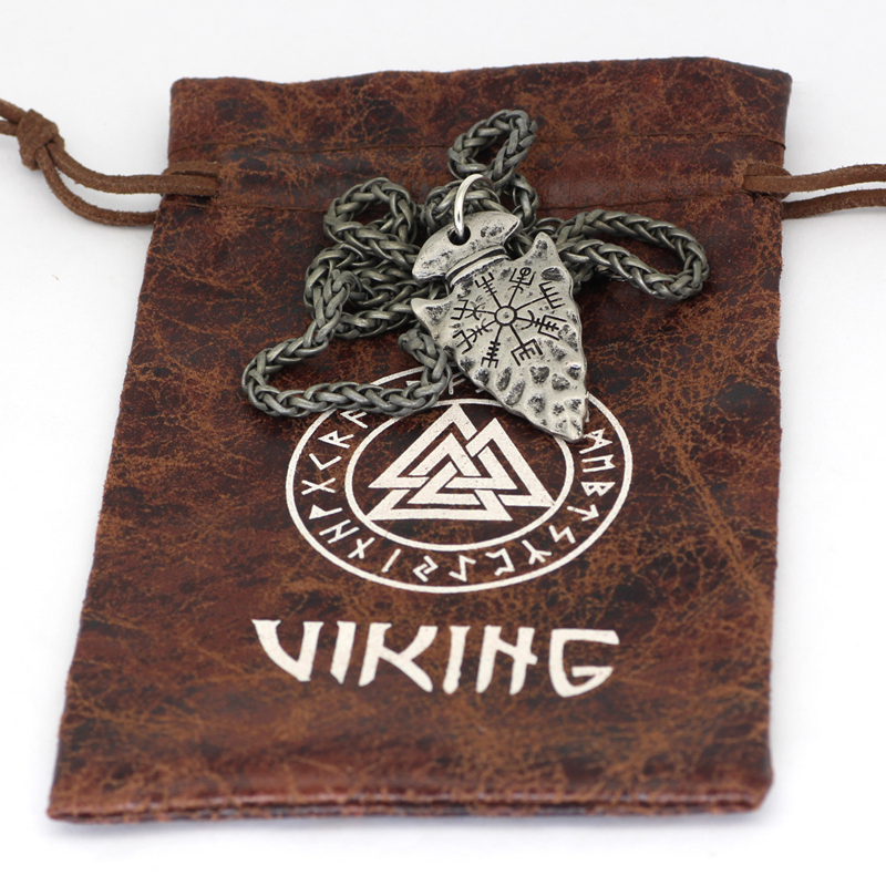 Viking Compass Pendant Vintage Rune Men's Necklace-Forestso