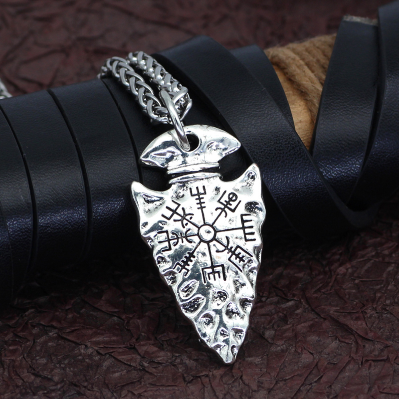 Viking Compass Pendant Vintage Rune Men's Necklace-Forestso