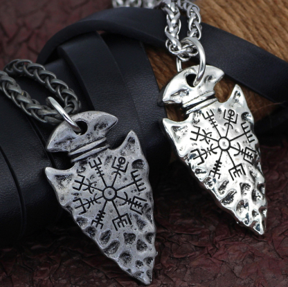 Viking Compass Pendant Vintage Rune Men's Necklace-Forestso