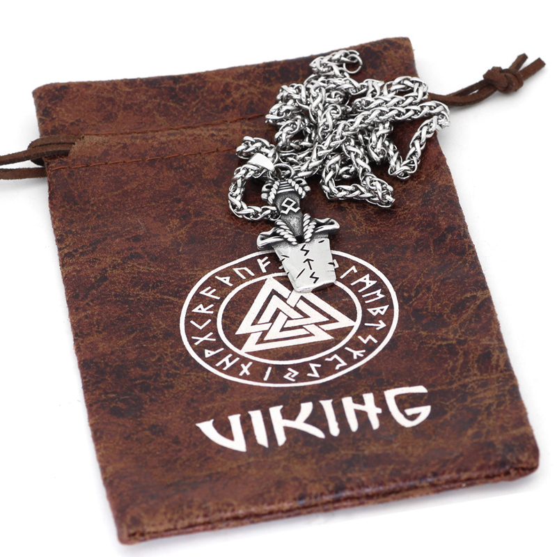 Viking Totem Odin Sword Stainless Pendant Men's Necklace-Forestso