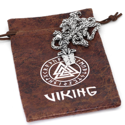 Viking Totem Odin Sword Stainless Pendant Men's Necklace-Forestso