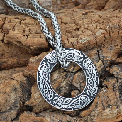 Viking Wolf Crow Pendant Vintage Men's Necklace-Forestso