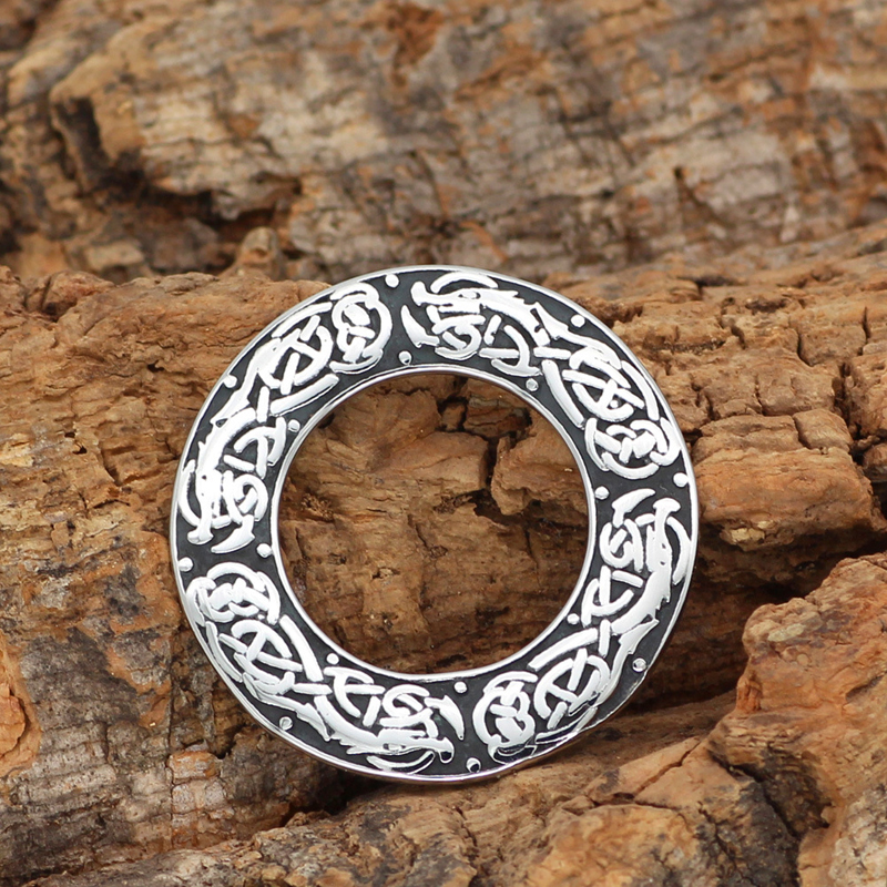 Viking Wolf Crow Pendant Vintage Men's Necklace-Forestso