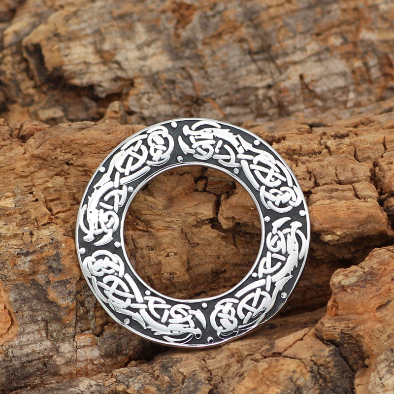 Viking Wolf Crow Pendant Vintage Men's Necklace-Forestso