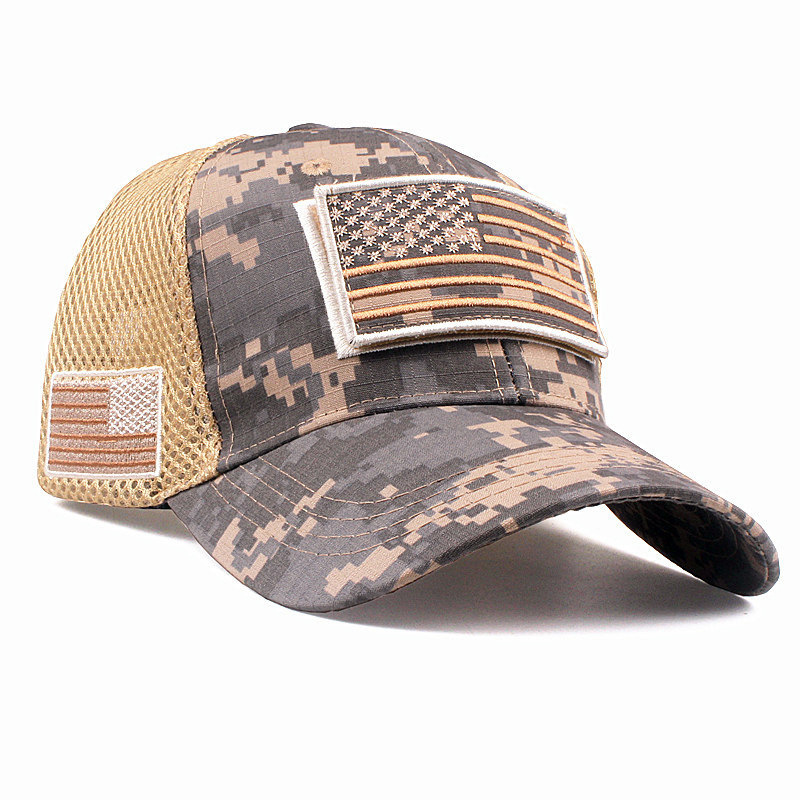 American Flag Camouflage Baseball  Korean Style Casual Cotton Cap Hat-Forestso