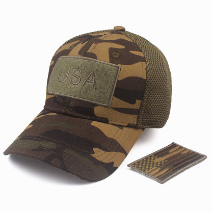 American Flag Camouflage Baseball  Korean Style Casual Cotton Cap Hat-Forestso